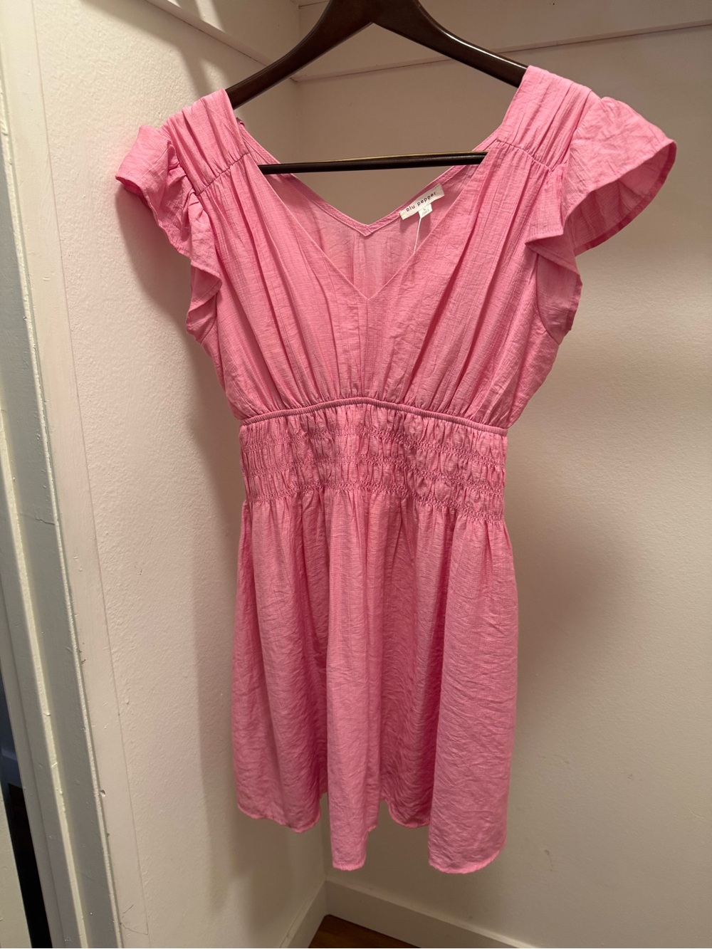 Blu Pepper Pink V-Neck Textured Top